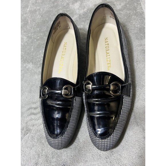 Naturalizer Loafers Horse Bit Slip On Shoes Women Size 8 M Black Patent Leather - Picture 2 of 9
